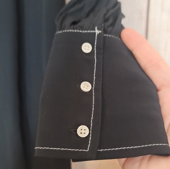 Something Navy Belted Double Slit Contrast Stitch Dress Size XS - Picture 14 of 15